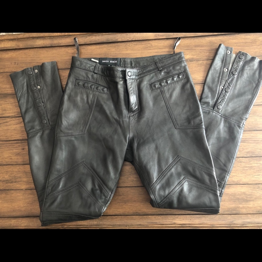 Black Rivet 100% Leather Black/Dark Grey Pants